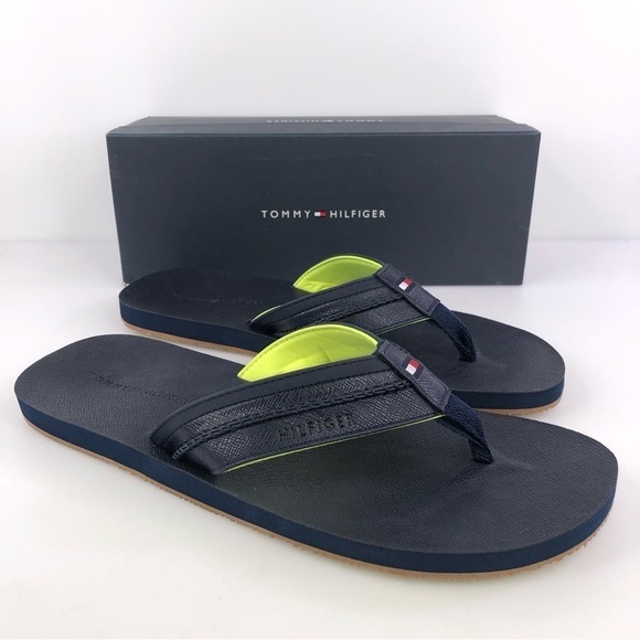 TOMMY Hilfiger Dembo Mens Flip Flop Sandals Blue Stylish & Comfortable - Picture 1 of 8